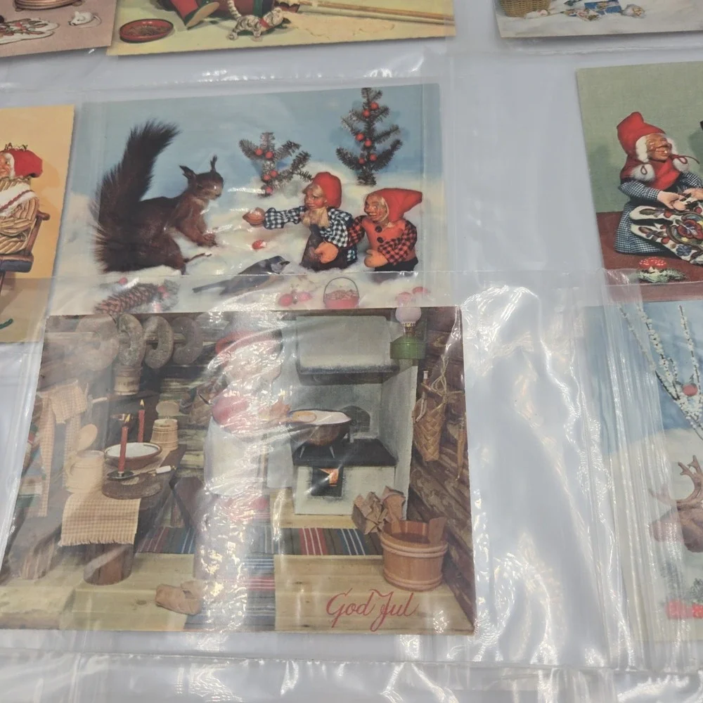 (16) c1910's Christmas Elf Gnomes Nisse‎ Winter Scenes Posted Antique Unused